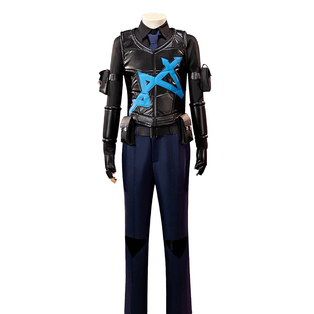 【In Stock】【Size S-3XL】DokiDoki-R Game Cosplay Black Blue Suit Costume W Corp. L2 Cleanup Agent - Image 5