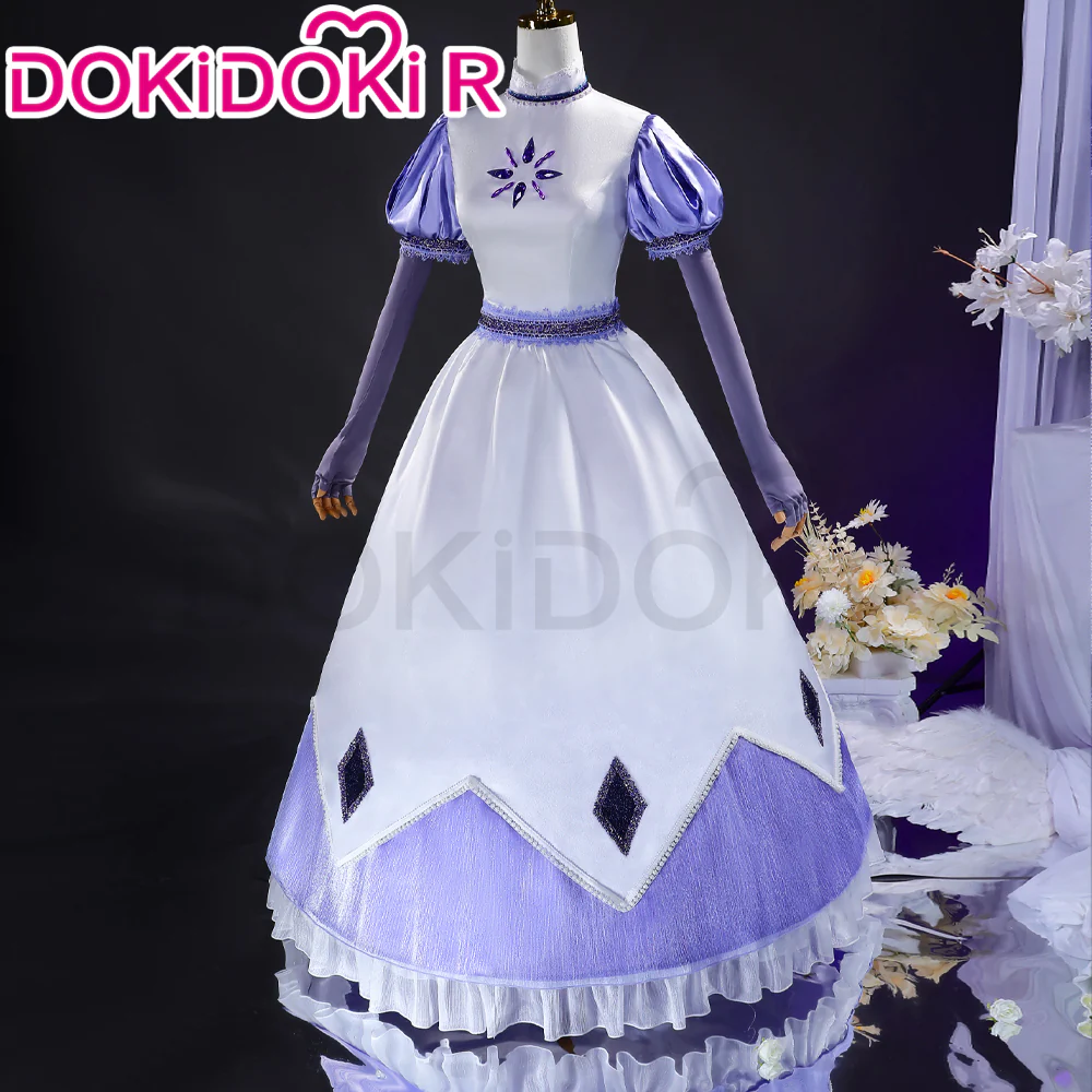 【Size XS-3XL】DokiDoki-R Anime Cosplay Costume White Purple Long Dress