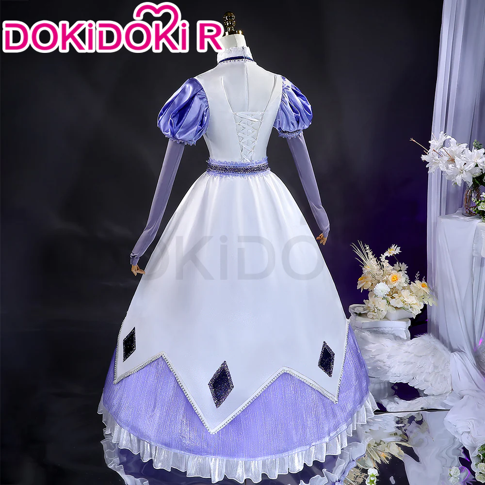 【Size XS-3XL】DokiDoki-R Anime Cosplay Costume White Purple Long Dress - Image 2