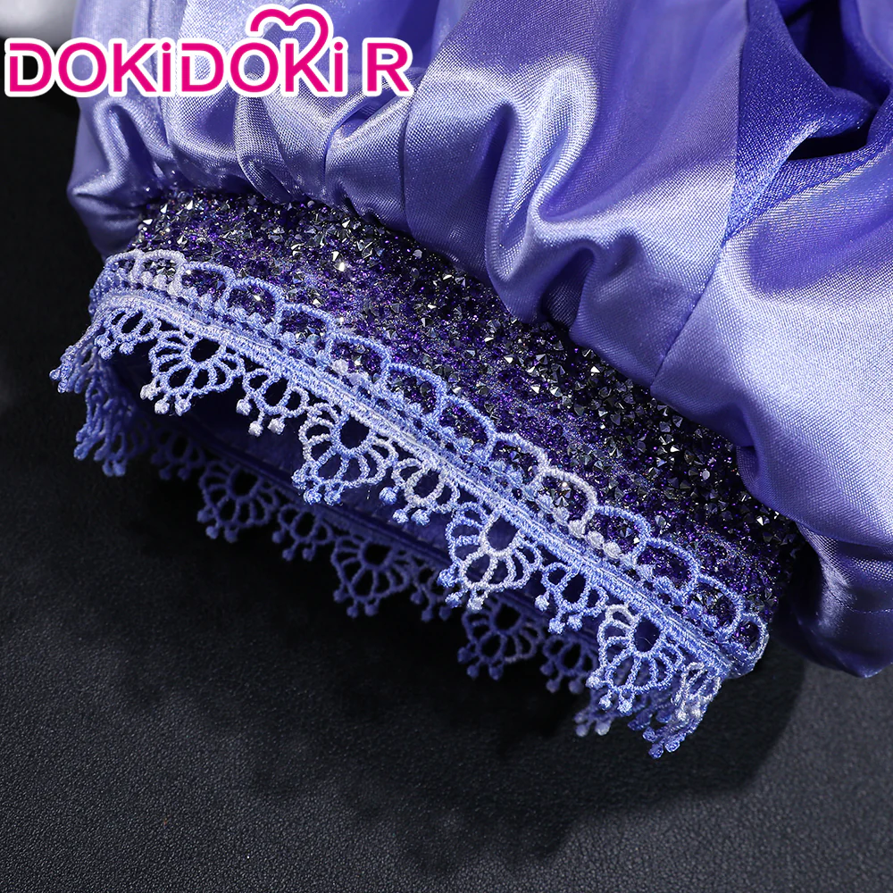【Size XS-3XL】DokiDoki-R Anime Cosplay Costume White Purple Long Dress - Image 4