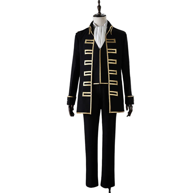 【Size XS-2XL】DokiDoki-R Anime Cosplay Costume Black Gold Rimmed Suit - Image 5