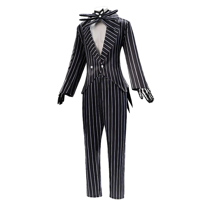 【In Stock】【Size XS-3XL】DokiDoki-N Movie Anime Cosplay Costume Helloween Black White Striped Suit - Image 5