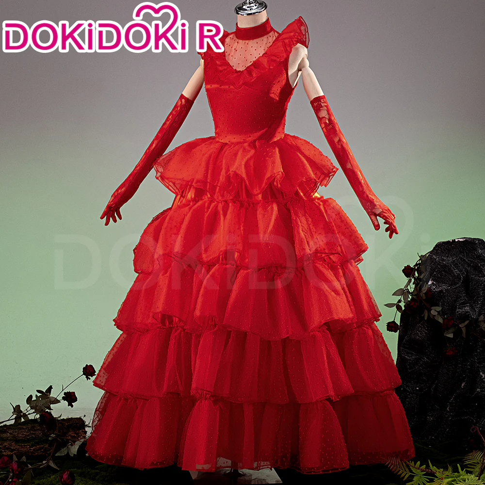 【Partially Ready For Ship】【In Stock】【Size XS-3XL】DokiDoki-R Movie Cosplay Lydiaa Costume Red Dress - Image 2