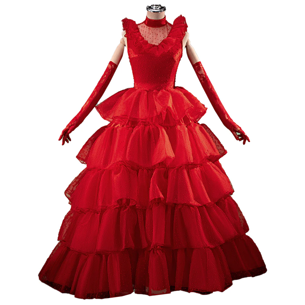 【Partially Ready For Ship】【In Stock】【Size XS-3XL】DokiDoki-R Movie Cosplay Lydiaa Costume Red Dress - Image 6