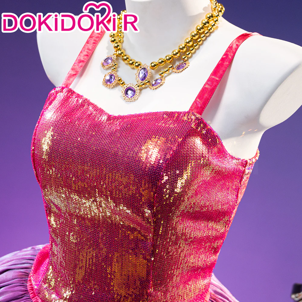 【In Stock】【Size XS-3XL】Dokidoki-R Anime Cosplay Pink Dress Costume Classic Pink Sequined Dress - Image 4