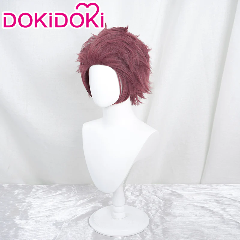 【Ready For Ship】DokiDoki Anime Cosplay  Wig Short Straight Crimson Purple Hair - Image 2