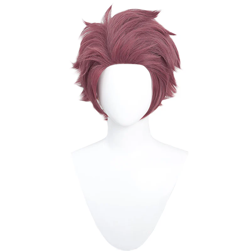【Ready For Ship】DokiDoki Anime Cosplay  Wig Short Straight Crimson Purple Hair - Image 5