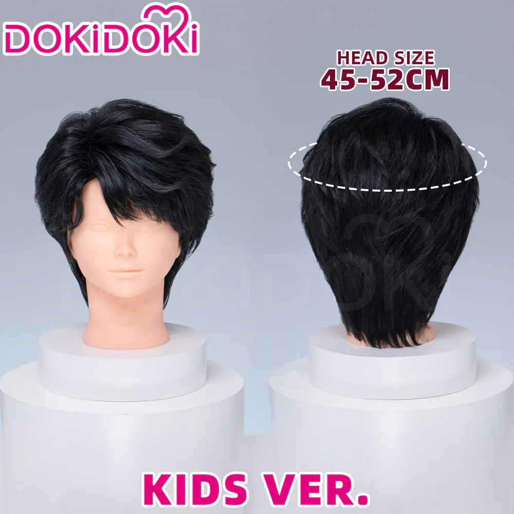 【Ready For Ship】【Kids Version】DokiDoki Movie Anime Cosplay Men Wig Short Black Hair