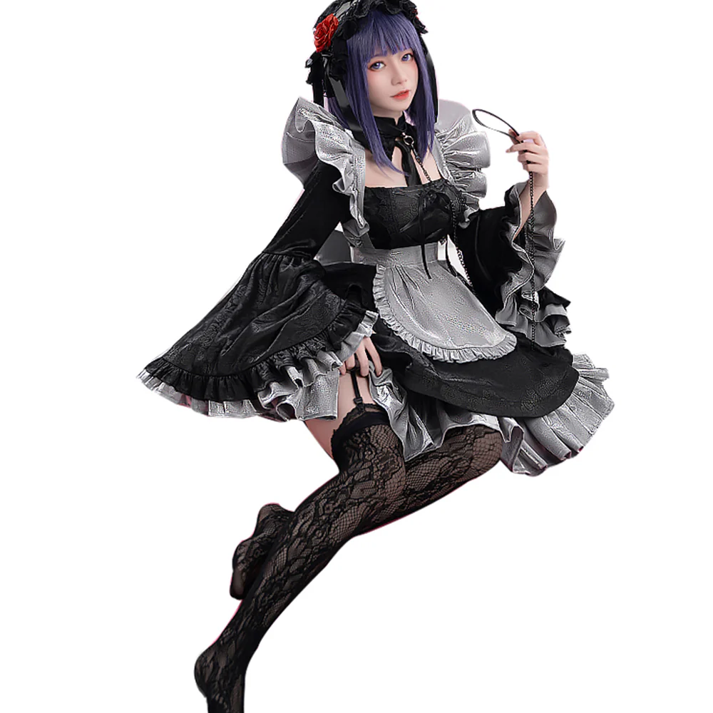 DokiDoki-SR Anime Cosplay Costume Maid Black Dress - Image 5