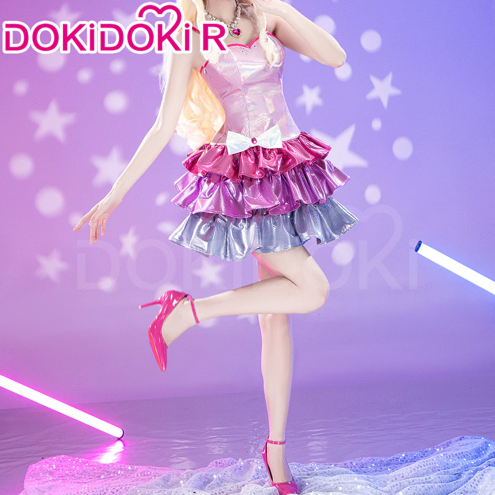 【Costume Ready For Ship】【Size S-2XL】Dokidoki-R Movie Cosplay Pink Dress Costume / Shoes