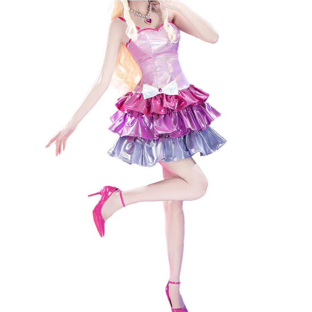 【Costume Ready For Ship】【Size S-2XL】Dokidoki-R Movie Cosplay Pink Dress Costume / Shoes - Image 5