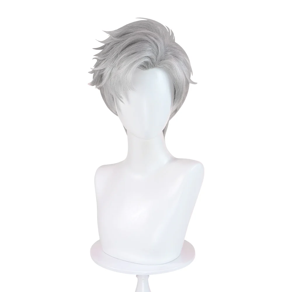 【Ready For Ship】【Front Lace】DokiDoki Game Love and Deepspace Cosplay Sylus Wig / Glasses / Necklace / Brooch / Ear / Tail Men Short Sliver Mullet Defiant Spirit - Image 9