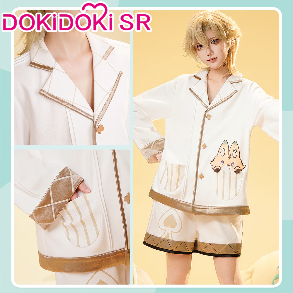 【Free Eye Mask 】DokiDoki-SR Game Genshin Impact Cosplay Aventurine Shajin Costume Long / Short Sleeve Pants / Shorts  Pajamas Casual Wear - Image 5
