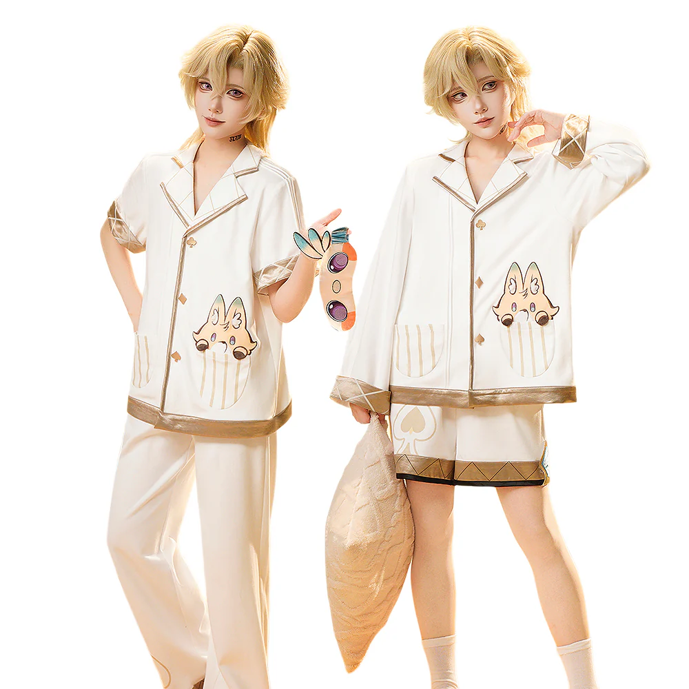 【Free Eye Mask 】DokiDoki-SR Game Genshin Impact Cosplay Aventurine Shajin Costume Long / Short Sleeve Pants / Shorts  Pajamas Casual Wear - Image 6