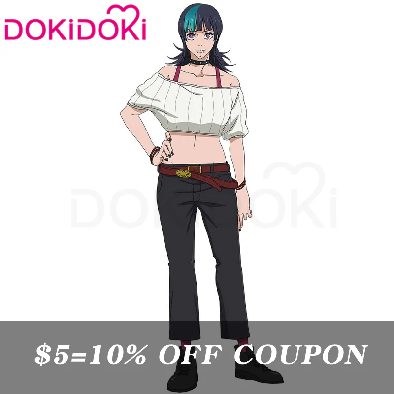 【Poll】$5 Deposit =10% OFF Coupon Dokidoki Anime Cosplay Costume White Off-Shoulder Crop Top Black Jeans - Image 2