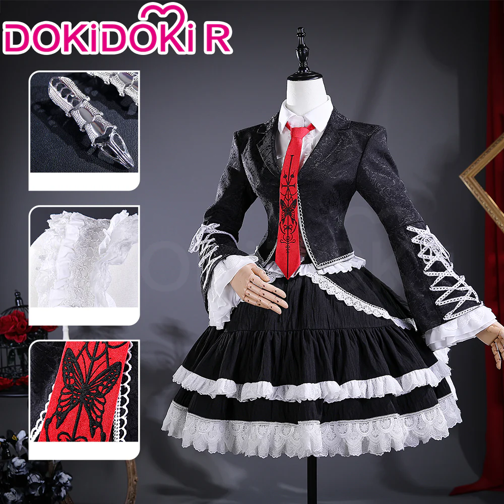 【Size S-2XL】DokiDoki-R Game Cosplay Black Maid Dress Costume