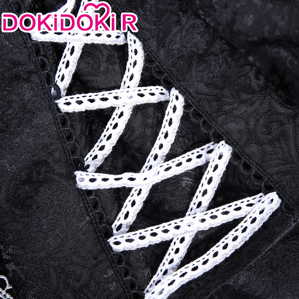 【Size S-2XL】DokiDoki-R Game Cosplay Black Maid Dress Costume - Image 4