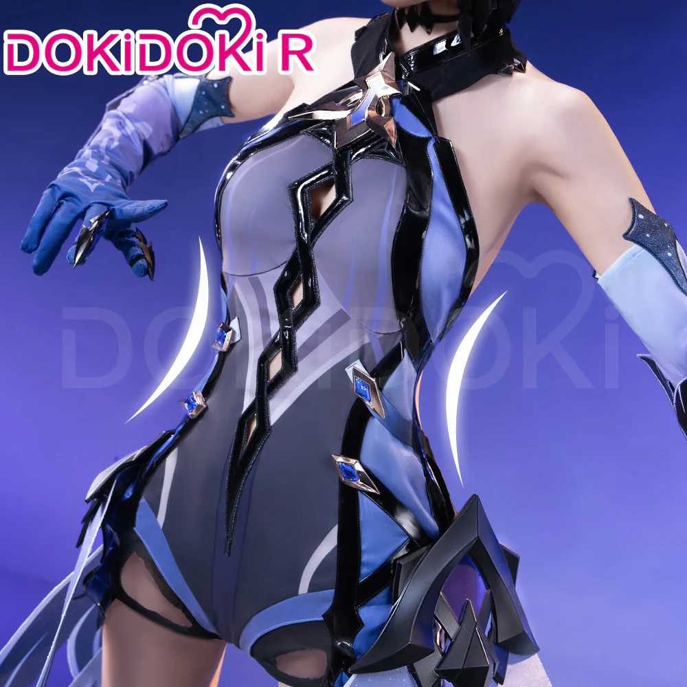 【Size S-3XL】DokiDoki-R Game Genshin Impact Cosplay Black Skirk Costume - Image 4