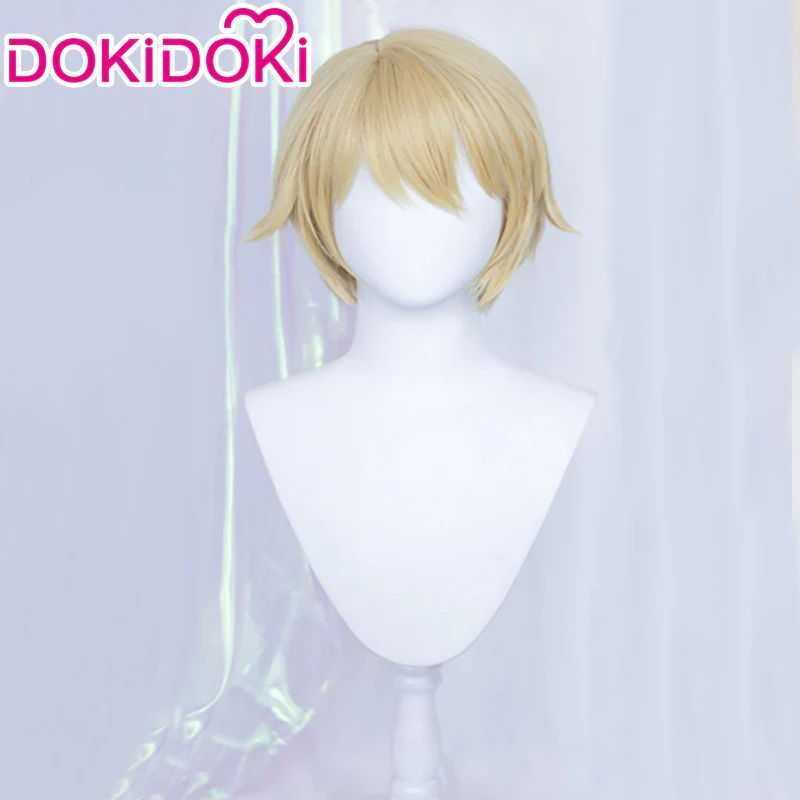 【Ready For Ship】DokiDoki Game Genshin Impact Cosplay Dainsleif Cosplay Wig  Men Short Golden