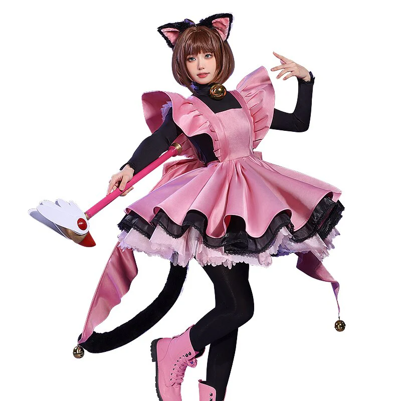【Partially Ready For Ship】DokiDoki-SR Anime Card Captor Sakura Cosplay Kinomoto Sakura Costume Cute Black Cat Suit Women THE THUNDER Cardcaptor Sakura - Image 5