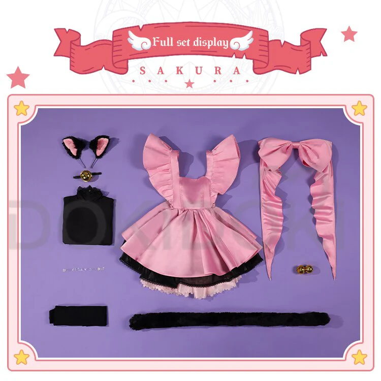 【Partially Ready For Ship】DokiDoki-SR Anime Card Captor Sakura Cosplay Kinomoto Sakura Costume Cute Black Cat Suit Women THE THUNDER Cardcaptor Sakura - Image 6