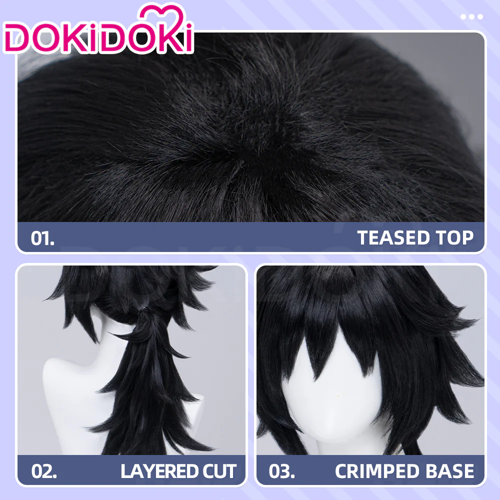 【Ready For Ship】DokiDoki Anime Copslay Wig Black Long Heat Resistant Hair Halloween - Image 4