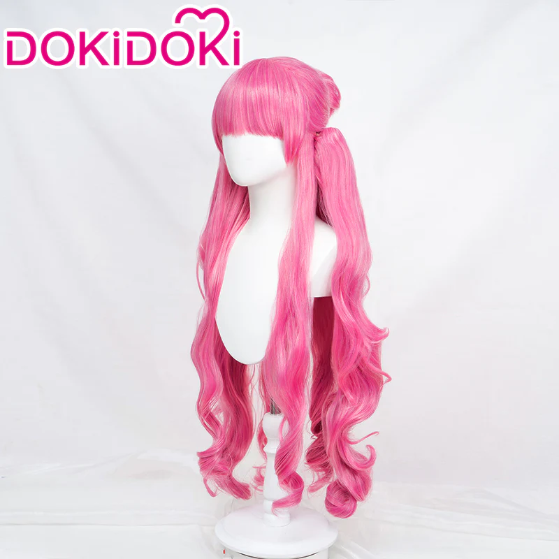 DokiDoki Anime Cosplay Wig Long Curly Pink Hair / Crown - Image 2
