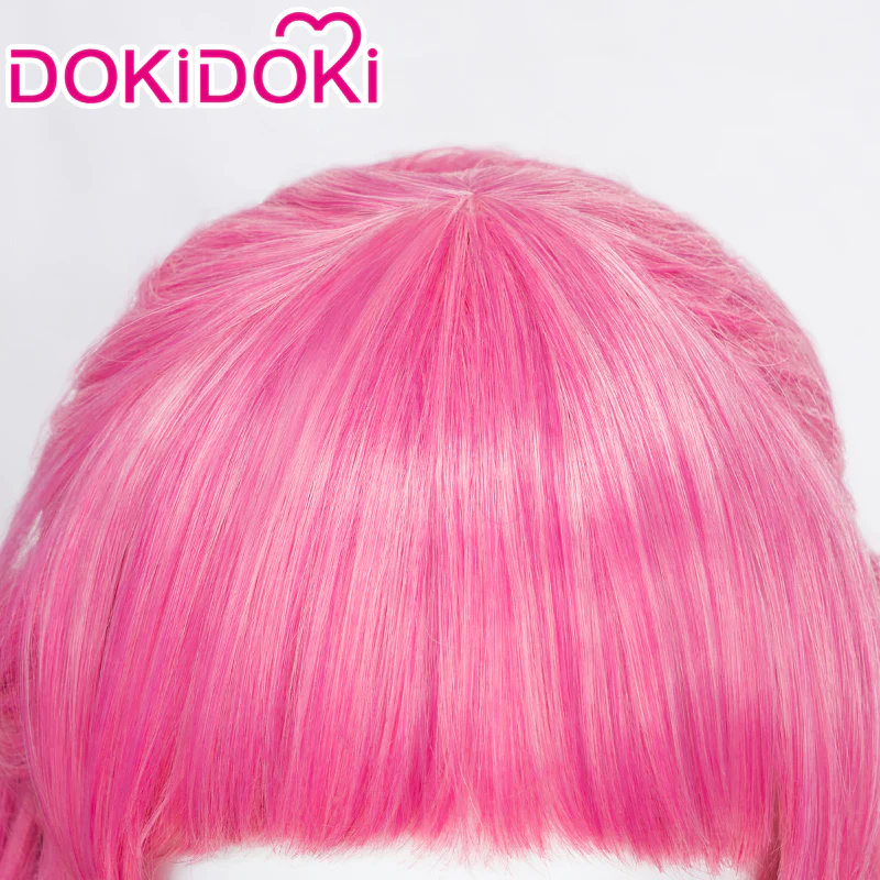 DokiDoki Anime Cosplay Wig Long Curly Pink Hair / Crown - Image 3