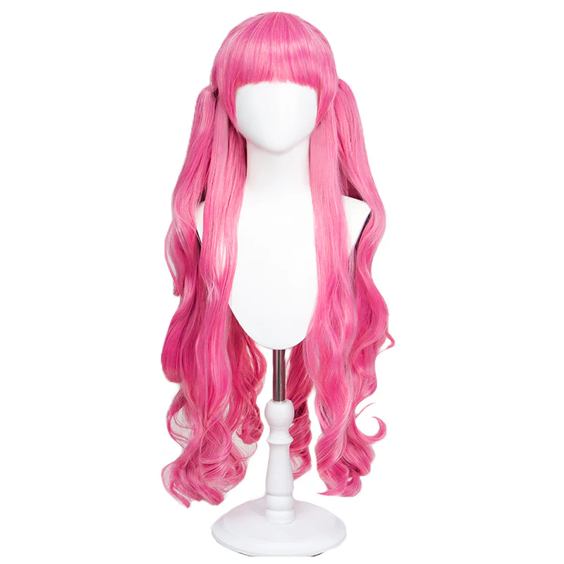 DokiDoki Anime Cosplay Wig Long Curly Pink Hair / Crown - Image 4