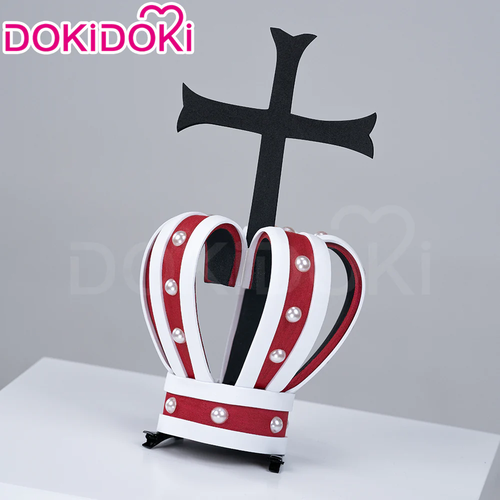 DokiDoki Anime Cosplay Wig Long Curly Pink Hair / Crown - Image 6