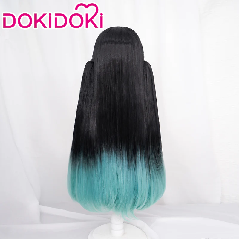 【Ready For Ship】DokiDoki Anime Cosplay Wig Long Straight Black Green Pony Tail - Image 2