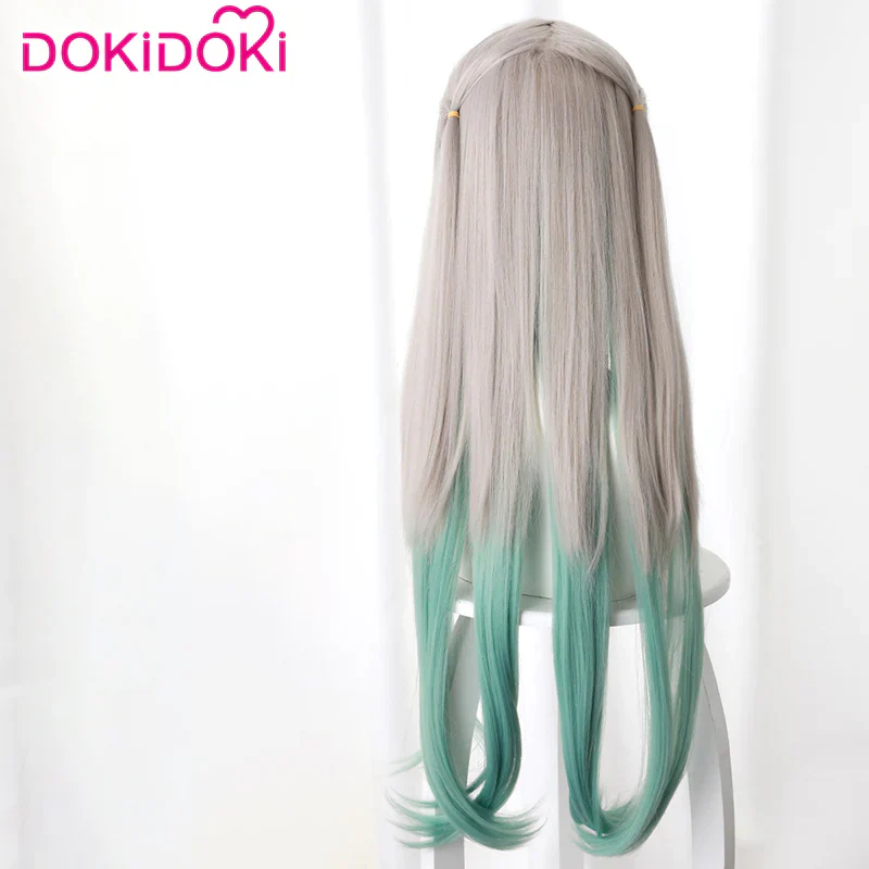 Dokidoki Anime Cosplay Wig Long Straight Dark Green Hair - Image 3
