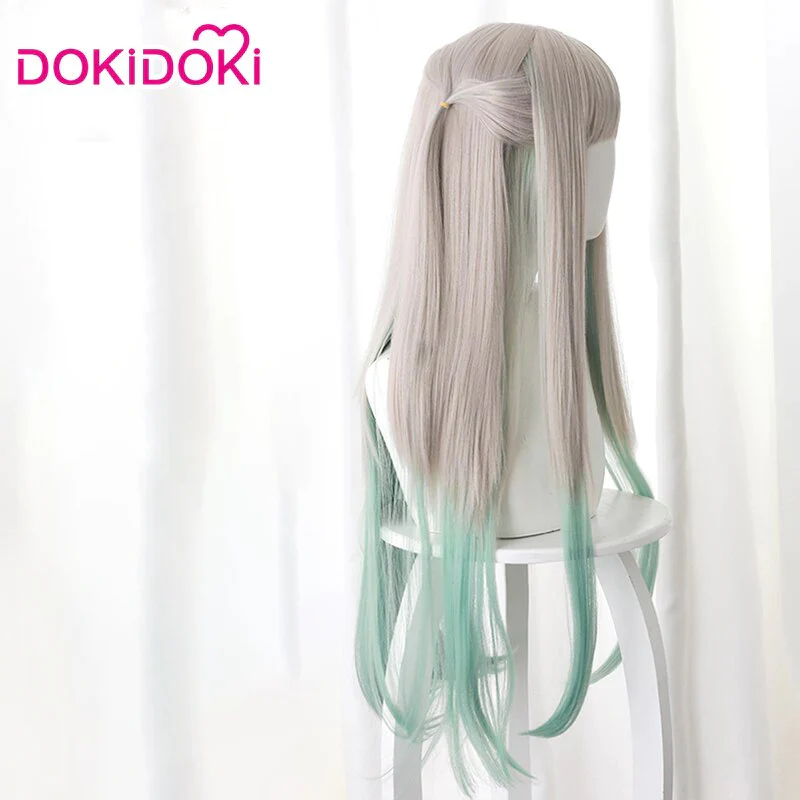 Dokidoki Anime Cosplay Wig Long Straight Dark Green Hair - Image 4