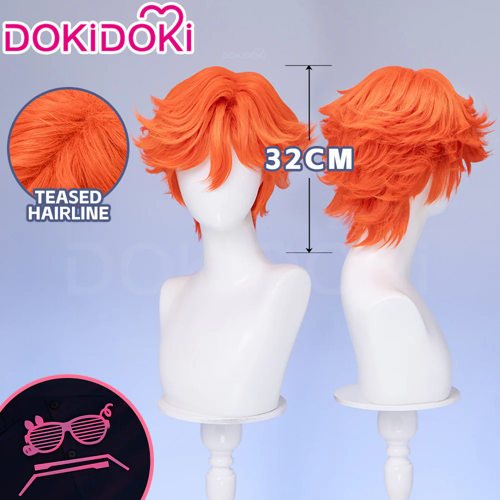【Ready For Ship】DokiDoki Anime Movie Cosplay Fox Wig / Glasses Short Orange Hair
