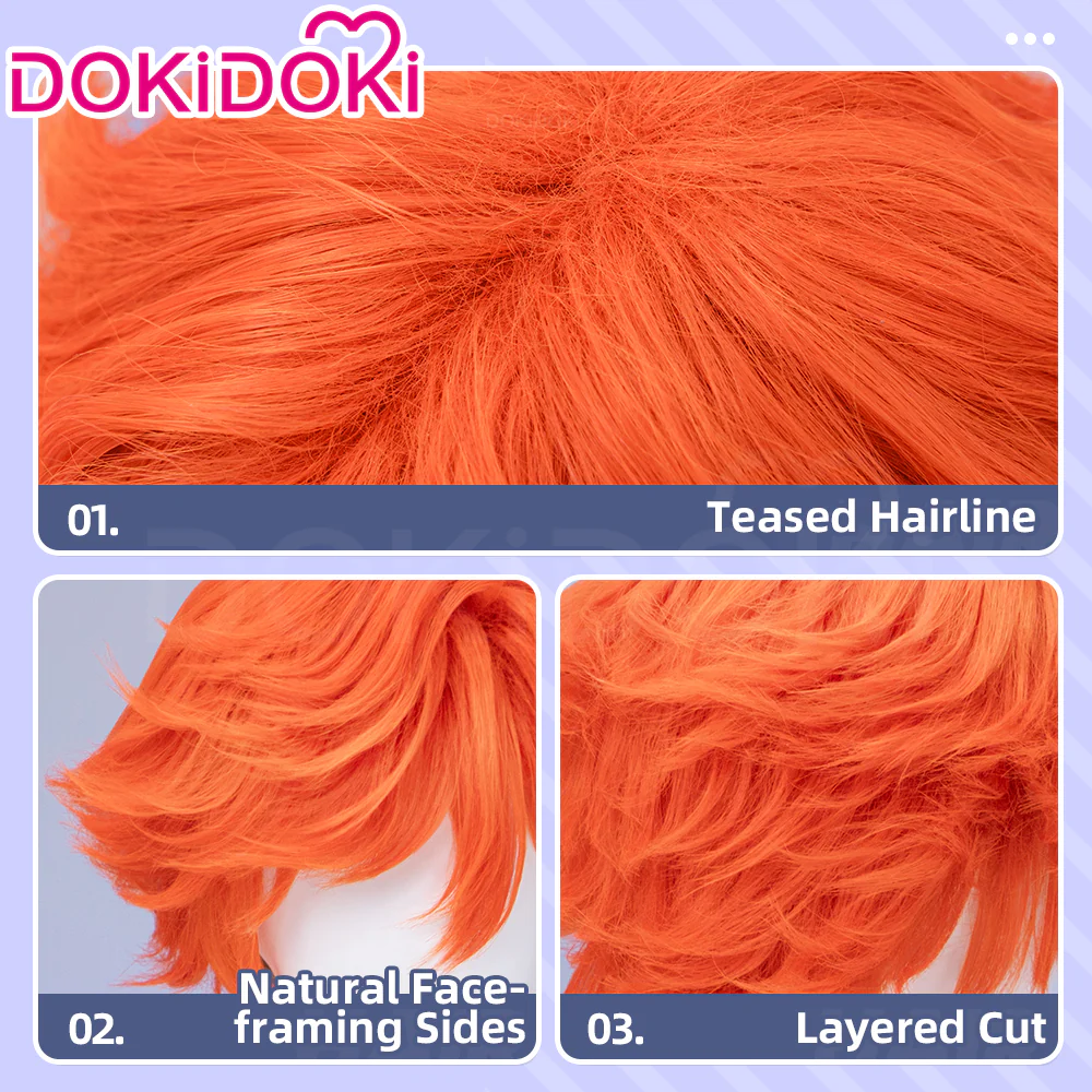 【Ready For Ship】DokiDoki Anime Movie Cosplay Fox Wig / Glasses Short Orange Hair - Image 5