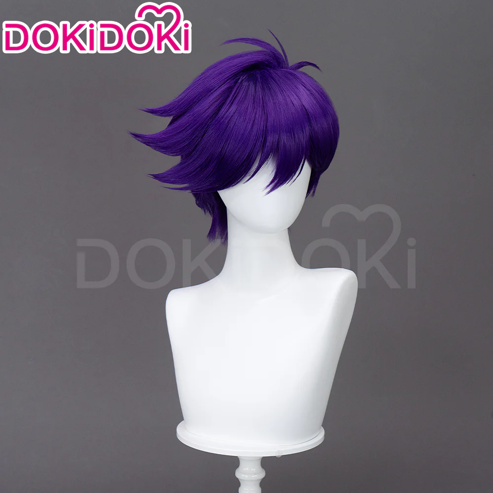 【Ready For Ship】DokiDoki Game Cosplay Wig Short Dark Purple Hair - Image 2