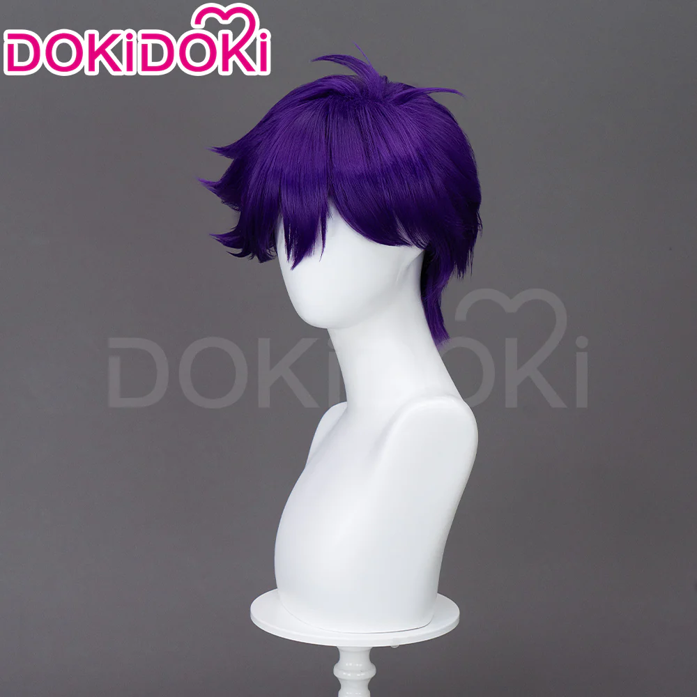 【Ready For Ship】DokiDoki Game Cosplay Wig Short Dark Purple Hair - Image 3
