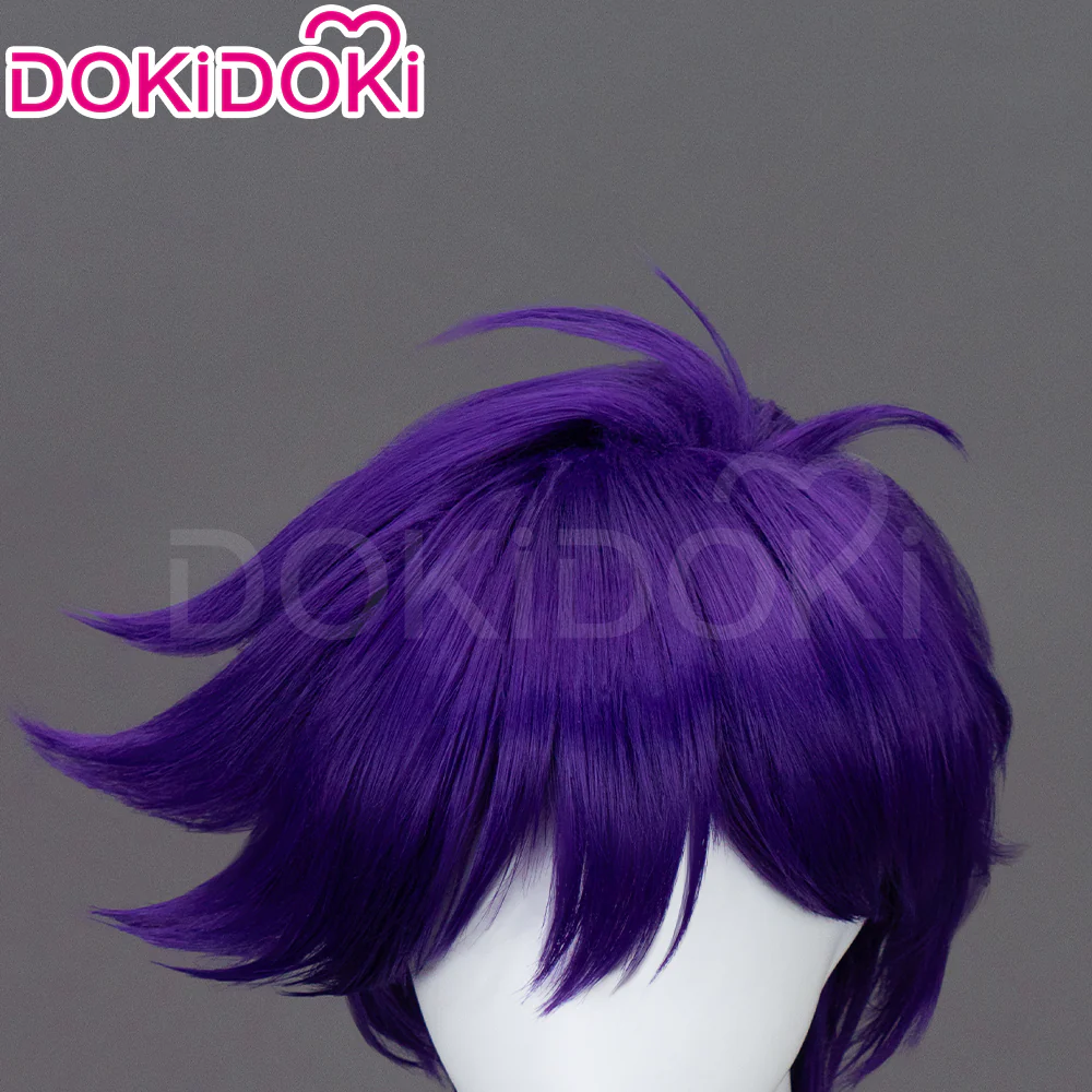 【Ready For Ship】DokiDoki Game Cosplay Wig Short Dark Purple Hair - Image 4
