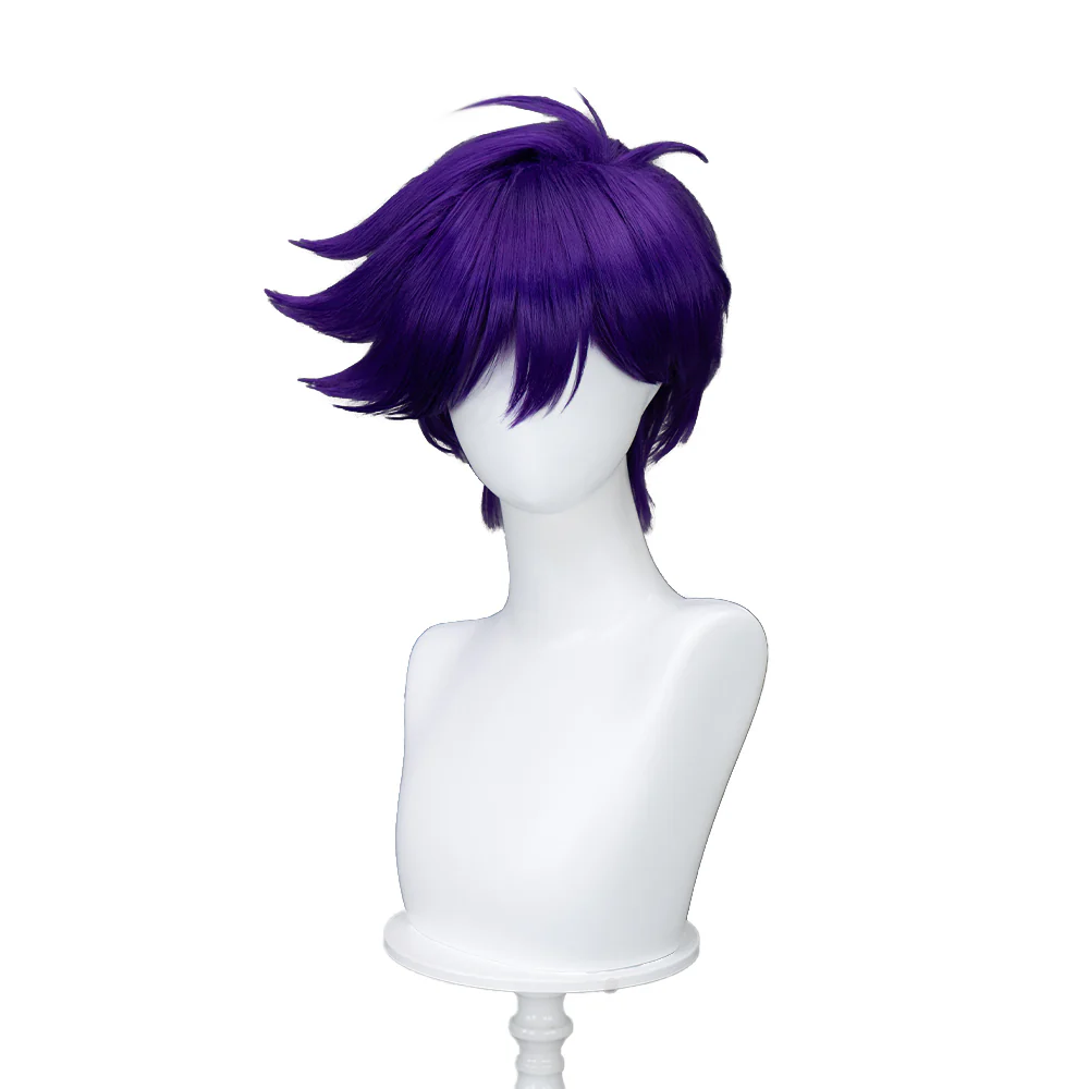 【Ready For Ship】DokiDoki Game Cosplay Wig Short Dark Purple Hair - Image 5