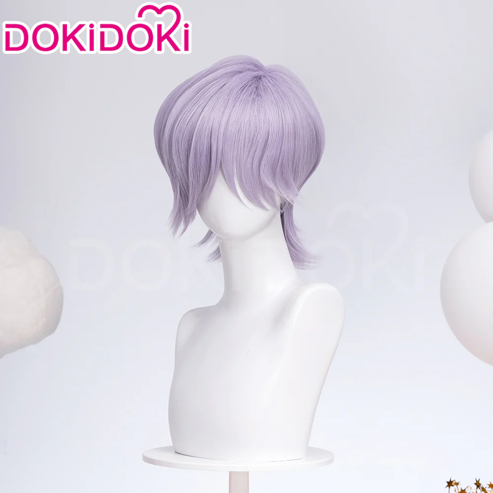 【Ready For Ship】DokiDoki Movie Anime Cosplay Men Wig / Earrings Short Light Purple Mauve Hair - Image 3
