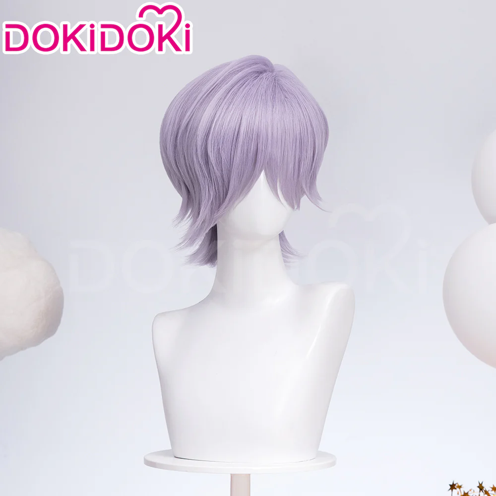 【Ready For Ship】DokiDoki Movie Anime Cosplay Men Wig / Earrings Short Light Purple Mauve Hair - Image 4