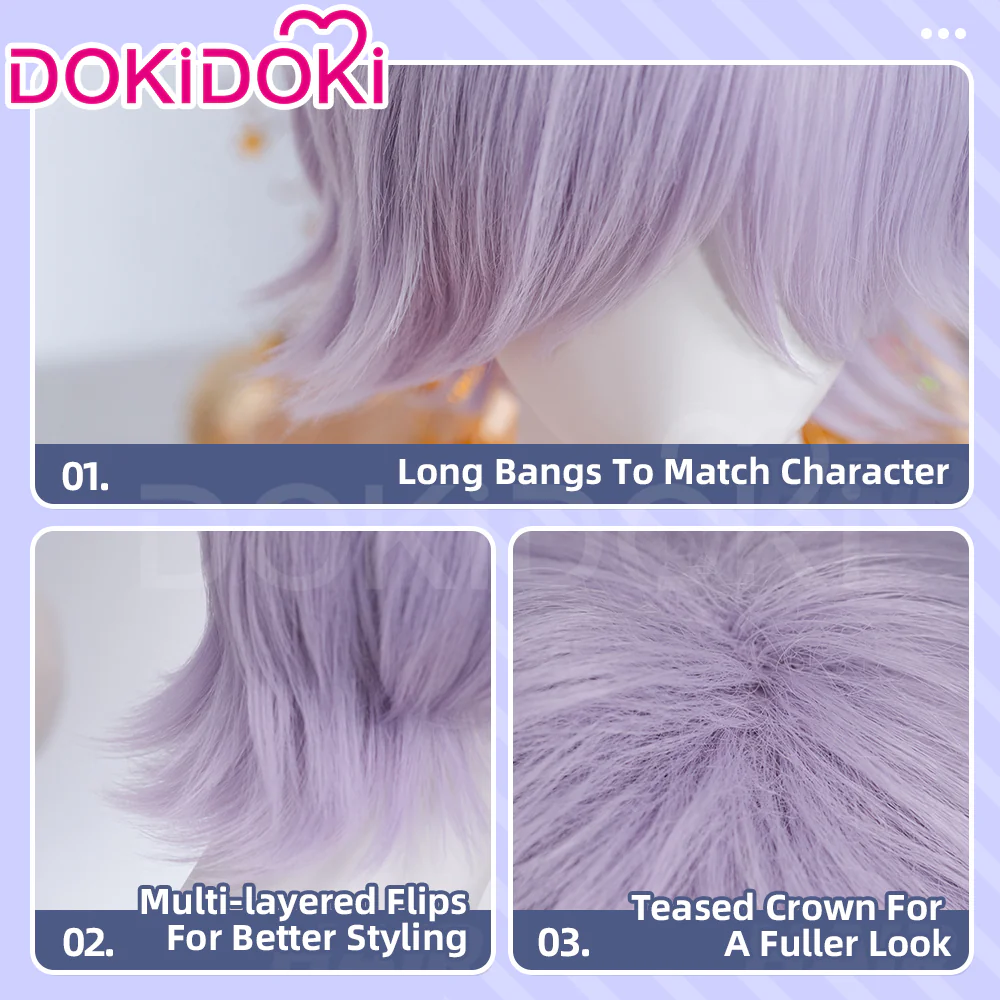 【Ready For Ship】DokiDoki Movie Anime Cosplay Men Wig / Earrings Short Light Purple Mauve Hair - Image 5