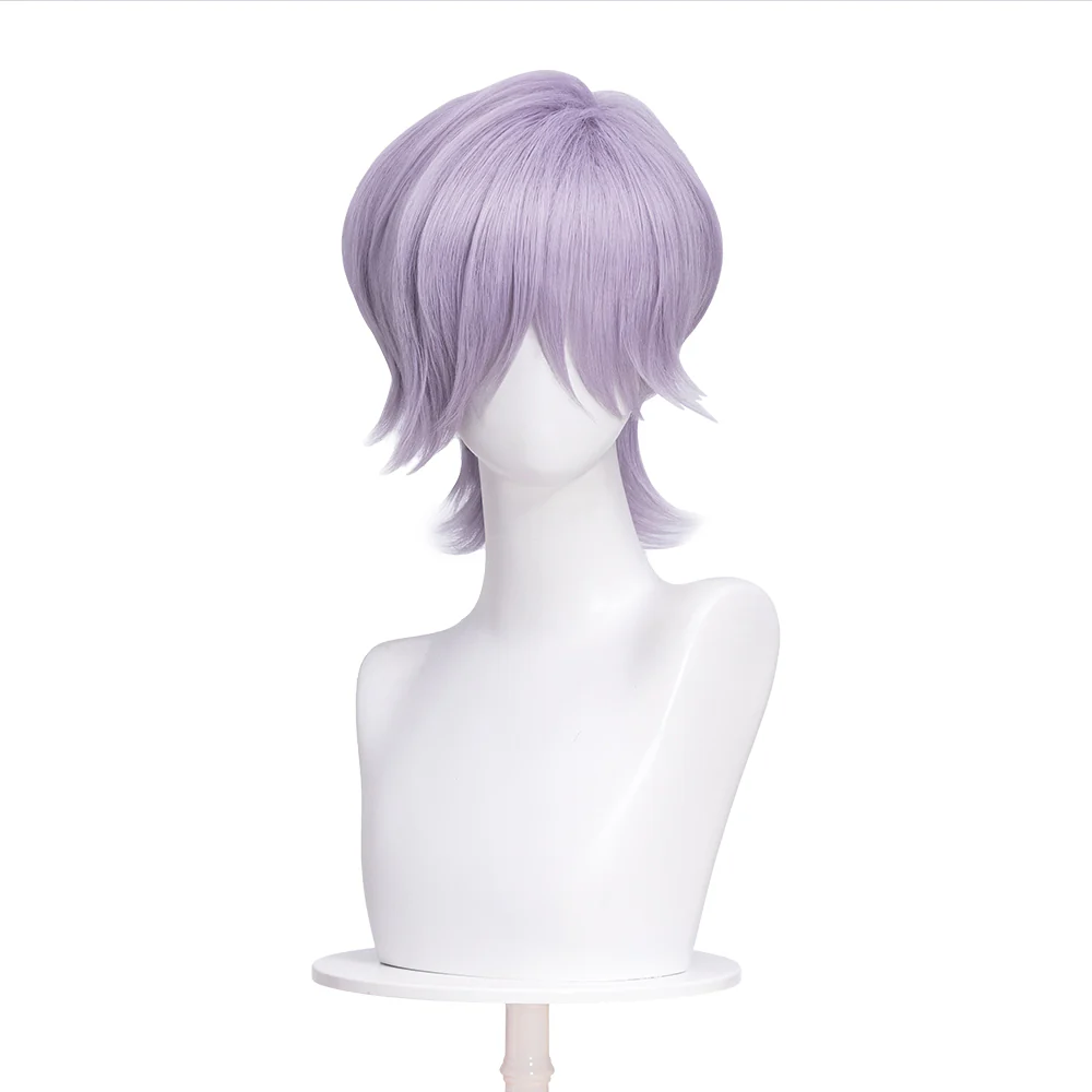【Ready For Ship】DokiDoki Movie Anime Cosplay Men Wig / Earrings Short Light Purple Mauve Hair - Image 6
