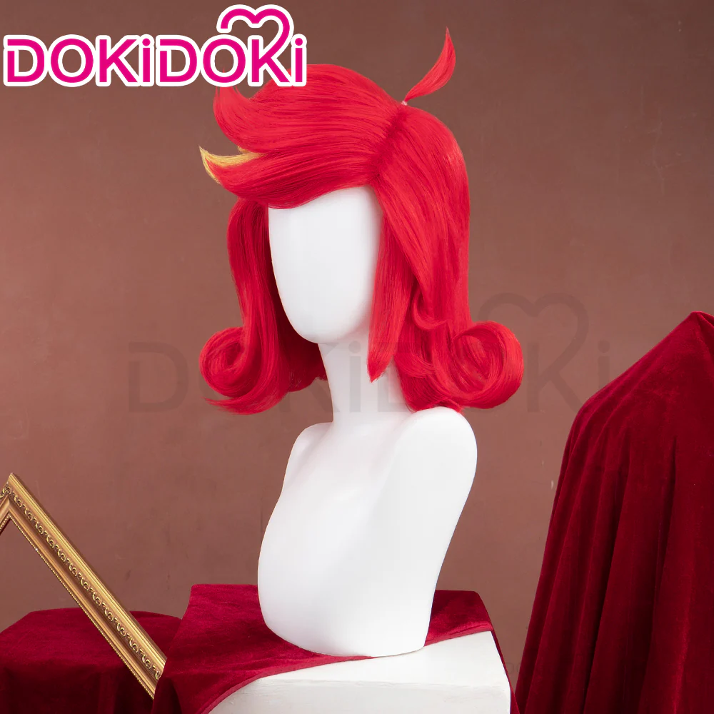 【Ready For Ship】【Pre Crimped 】DokiDoki Anime Hell Hotel Cosplay Wig Short Curly Red Yellow Hair - Image 3