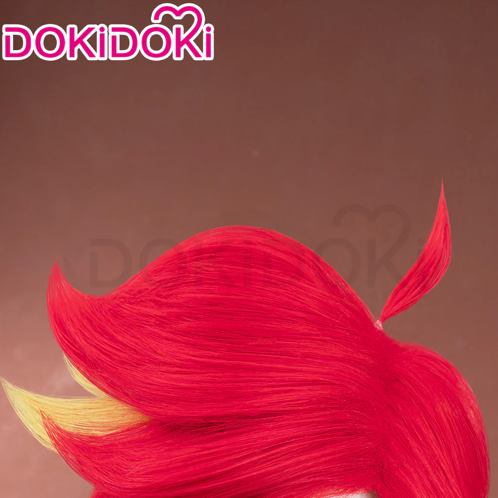 【Ready For Ship】【Pre Crimped 】DokiDoki Anime Hell Hotel Cosplay Wig Short Curly Red Yellow Hair - Image 4
