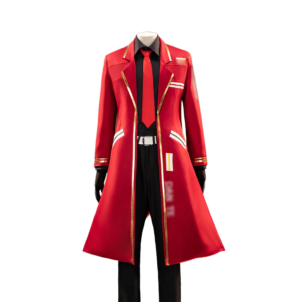 【Size S-2XL】DokiDoki-N Game Cosplay Costume Red Long Coat Black Inner Suit - Image 5
