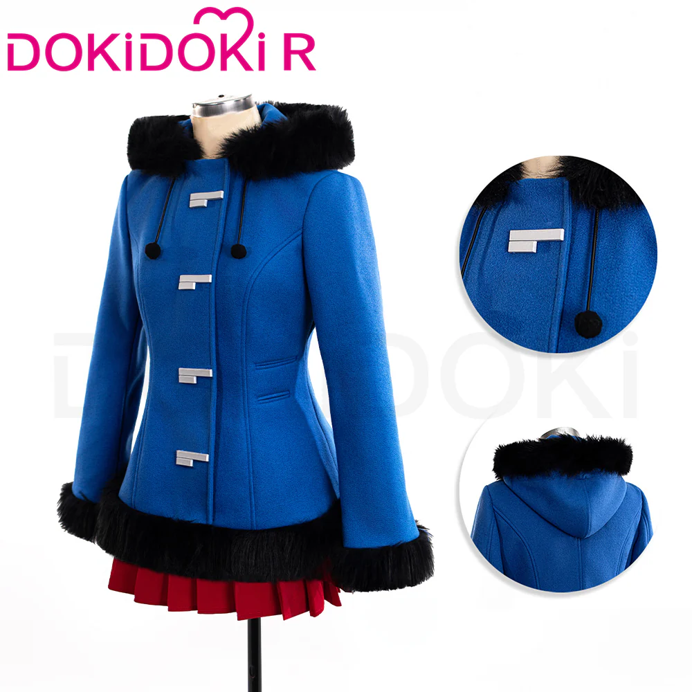 【In Stock】【Size S-2XL】DokiDoki-R Anime Cosplay Blue Costume Red Dress Winter Wear