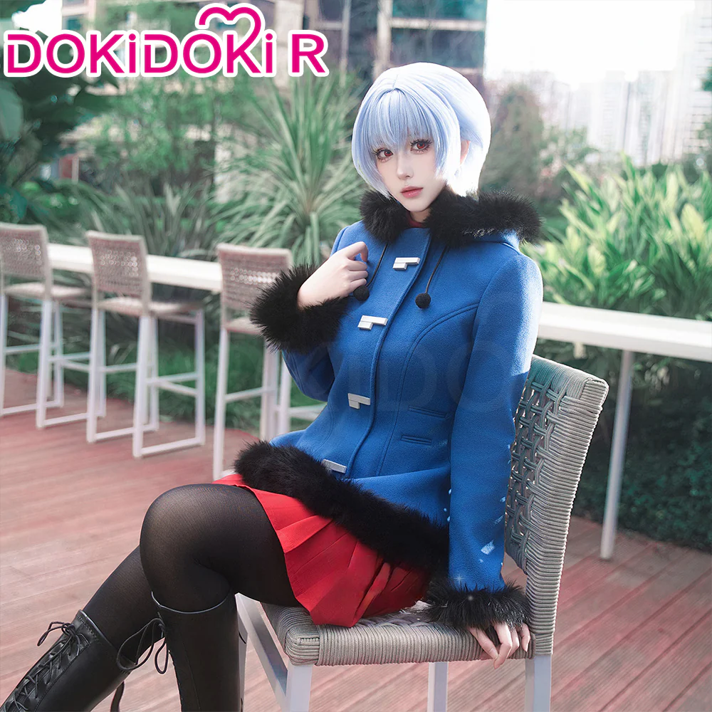 【In Stock】【Size S-2XL】DokiDoki-R Anime Cosplay Blue Costume Red Dress Winter Wear - Image 3