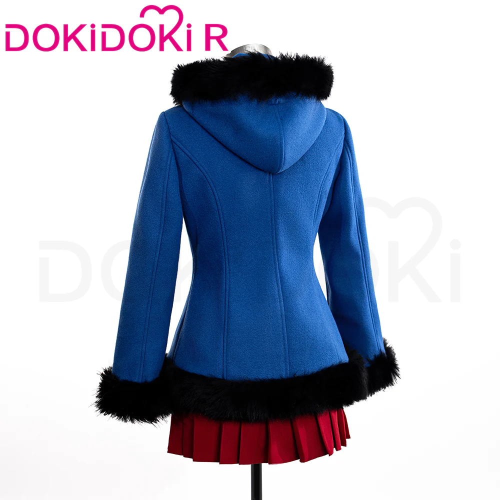 【In Stock】【Size S-2XL】DokiDoki-R Anime Cosplay Blue Costume Red Dress Winter Wear - Image 4