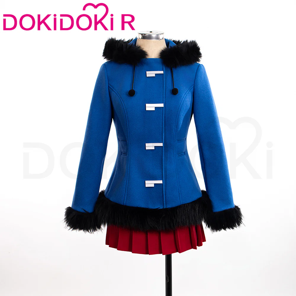 【In Stock】【Size S-2XL】DokiDoki-R Anime Cosplay Blue Costume Red Dress Winter Wear - Image 5